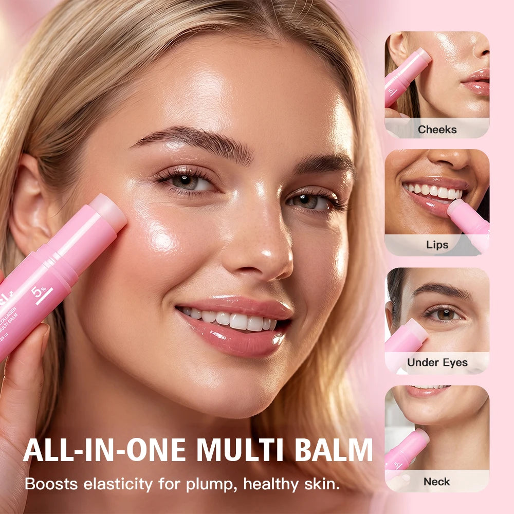 Pink Collagen Glow Balm Stick | Hydrating & Firming Moisturizer